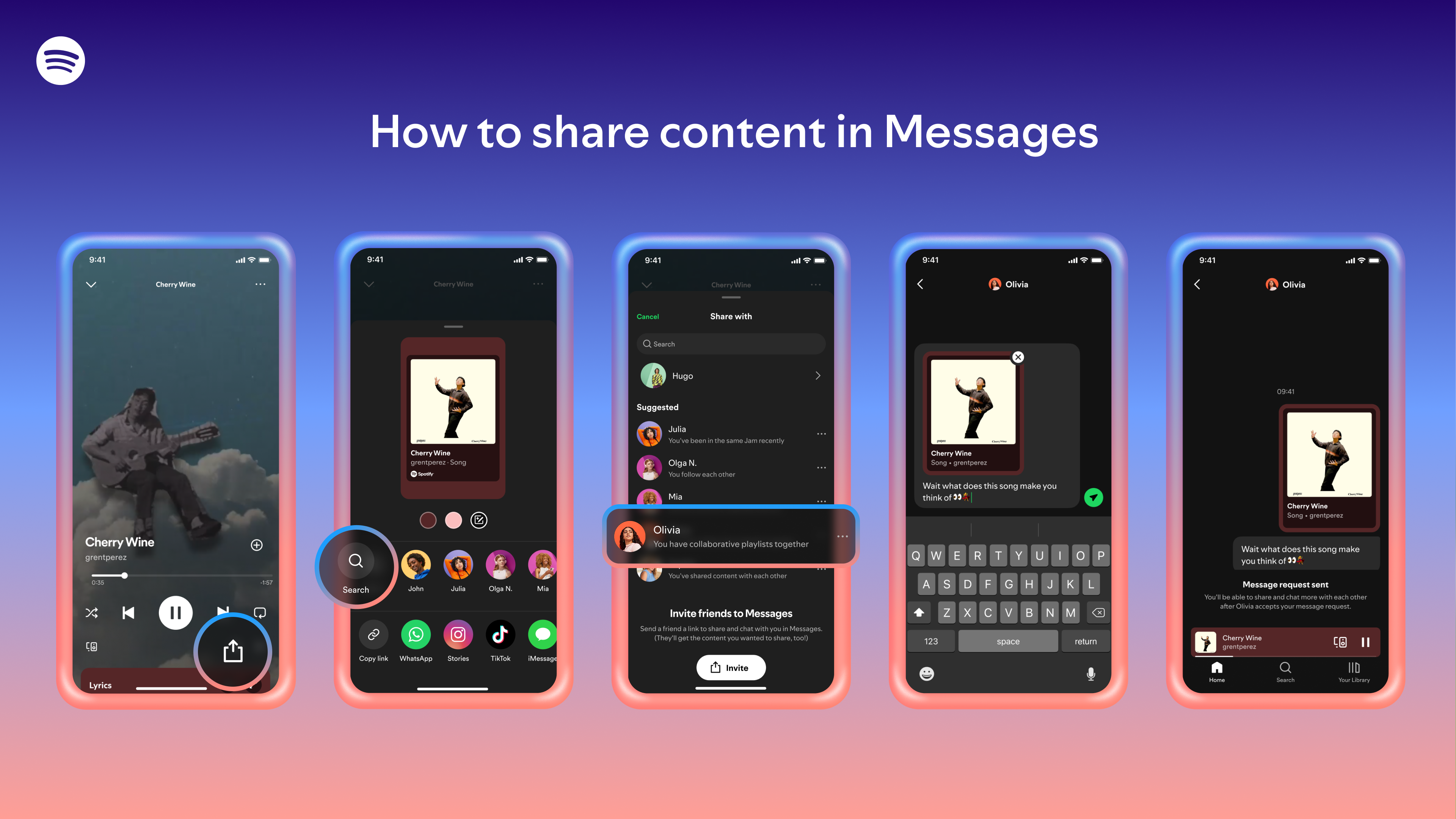 Direct-Messaging: Spotify zeigt, wie Nachrichten auf der Plattform funktionieren.