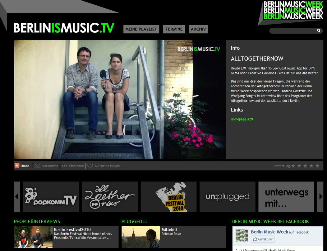 Berichtet über die Berliner Musikszene: der Onlinesender BerlinIsMusic.TV