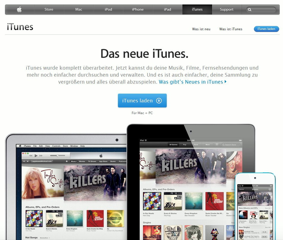 Muss bislang noch ohne einen Streamingdienst wie iRadio auskommen: Der iTunes Store aus dem Hause Apple