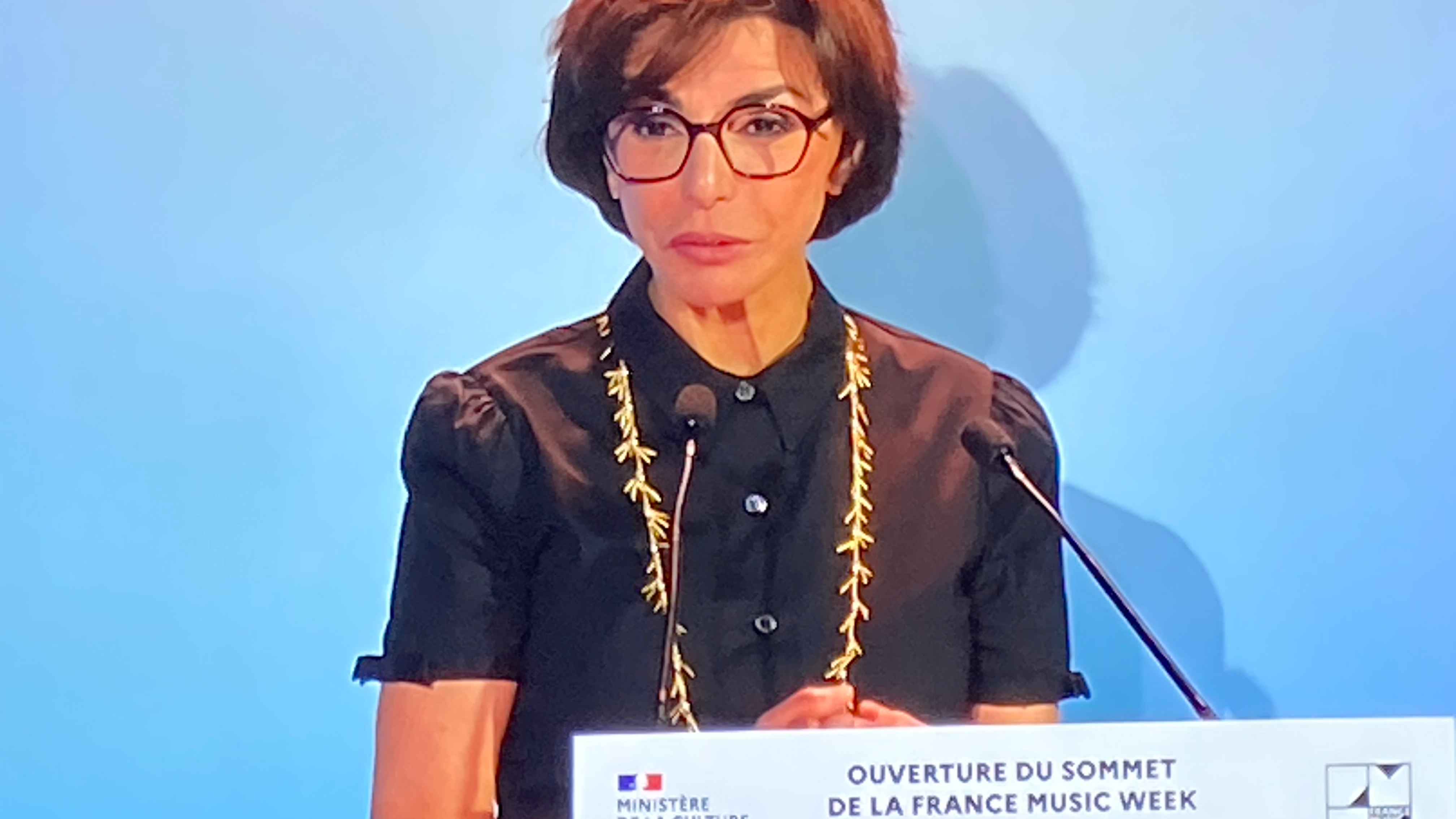 9d132ef7 861c 47e5 a209 9877455ceb3c Sprach zur Eröffnung des B2B-Gipfels der France Music Week: Rachida Dati, Kulturministerin Frankreichs.