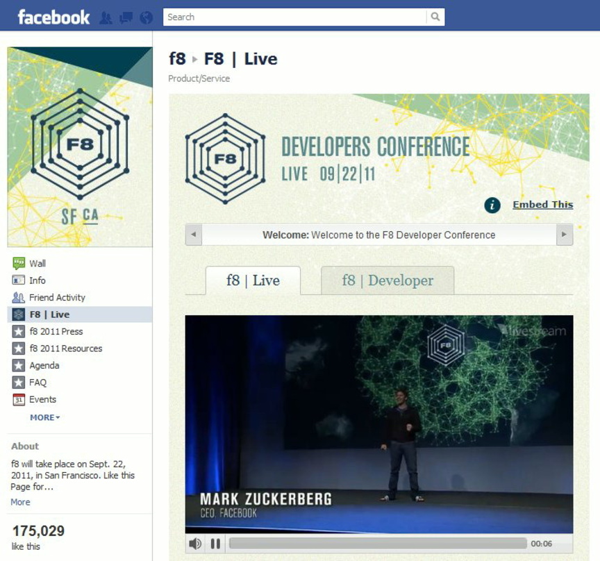 Stellte im September 2011 den Open Graph vor: Facebook-CEO Mark Zuckerberg bei der f8-Präsentation