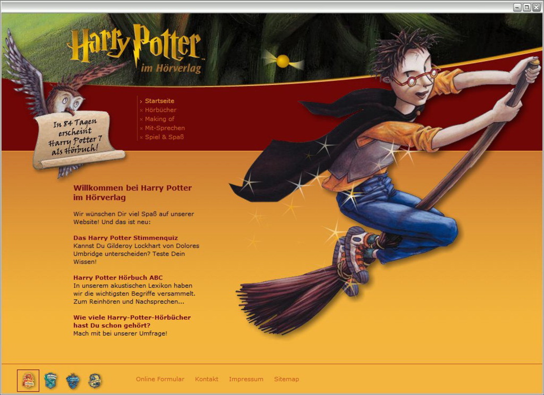 Laut Hörverlag weltweit erste Website zu "HarryPotter"-Hörbüchern: www.harrypotter-hoeren.de