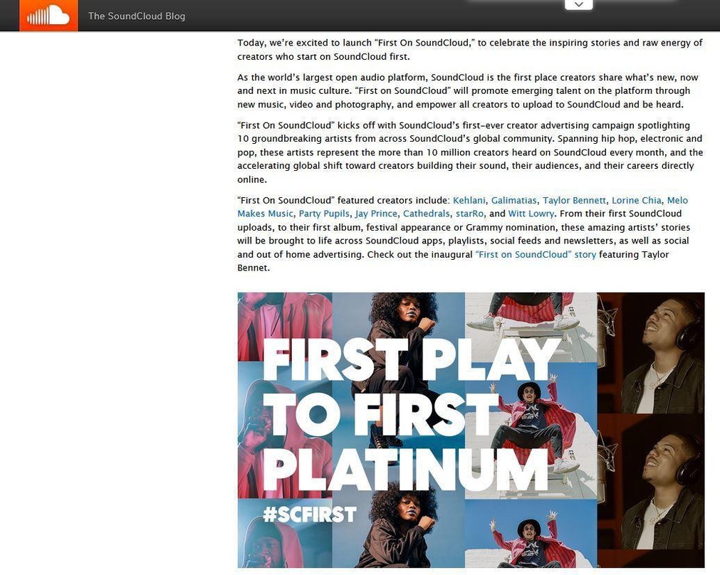 Eine der Plattformen, die den Newcomern ein Forum bietet: der Blog von SoundCloud