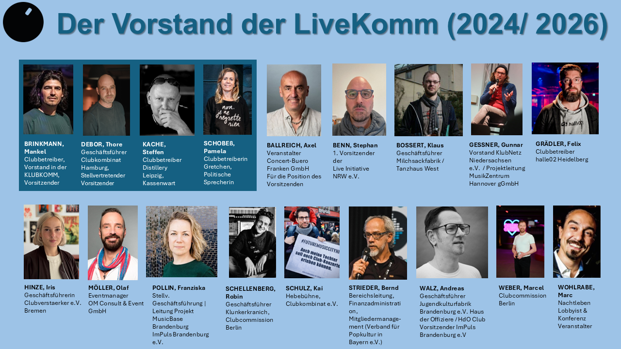 An der spitze der LiveKomm: ein neu formierter Vorstand.