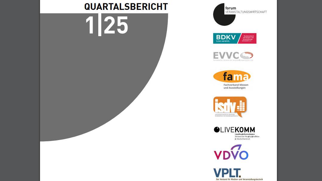 Zeigt auf, was das Forum Veranstaltungswirtschaft zuletzt alles gemacht hat: der erste Quartalsbericht 2025.