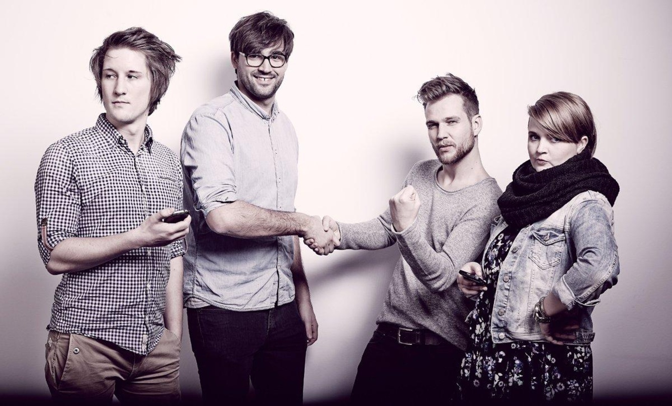 Arbeiten künftig zusammen (von links): Marian Wolf (Manager International Writer Services BMG), Maximilian Kolb (Senior Manager Artist & Repertoire BMG Germany), Daniel Nitt und Sina Wahns...