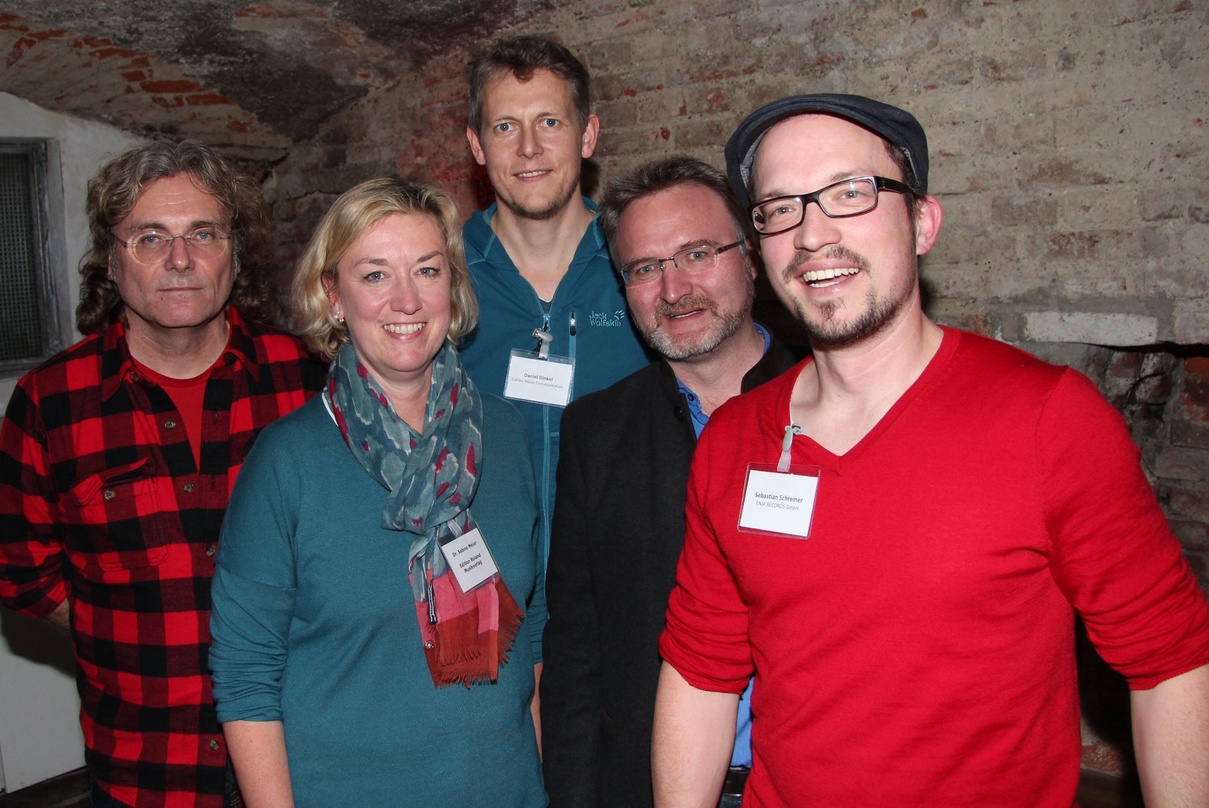 Der neu formierte Labelrat des VUT Süd (von links): Hans Köhl (Donnerwetter Musik), Sabine Meier (Edition Roland Musikverlag), Daniel Dinkel (Galileo Music Communication), Jürgen Enninger ...