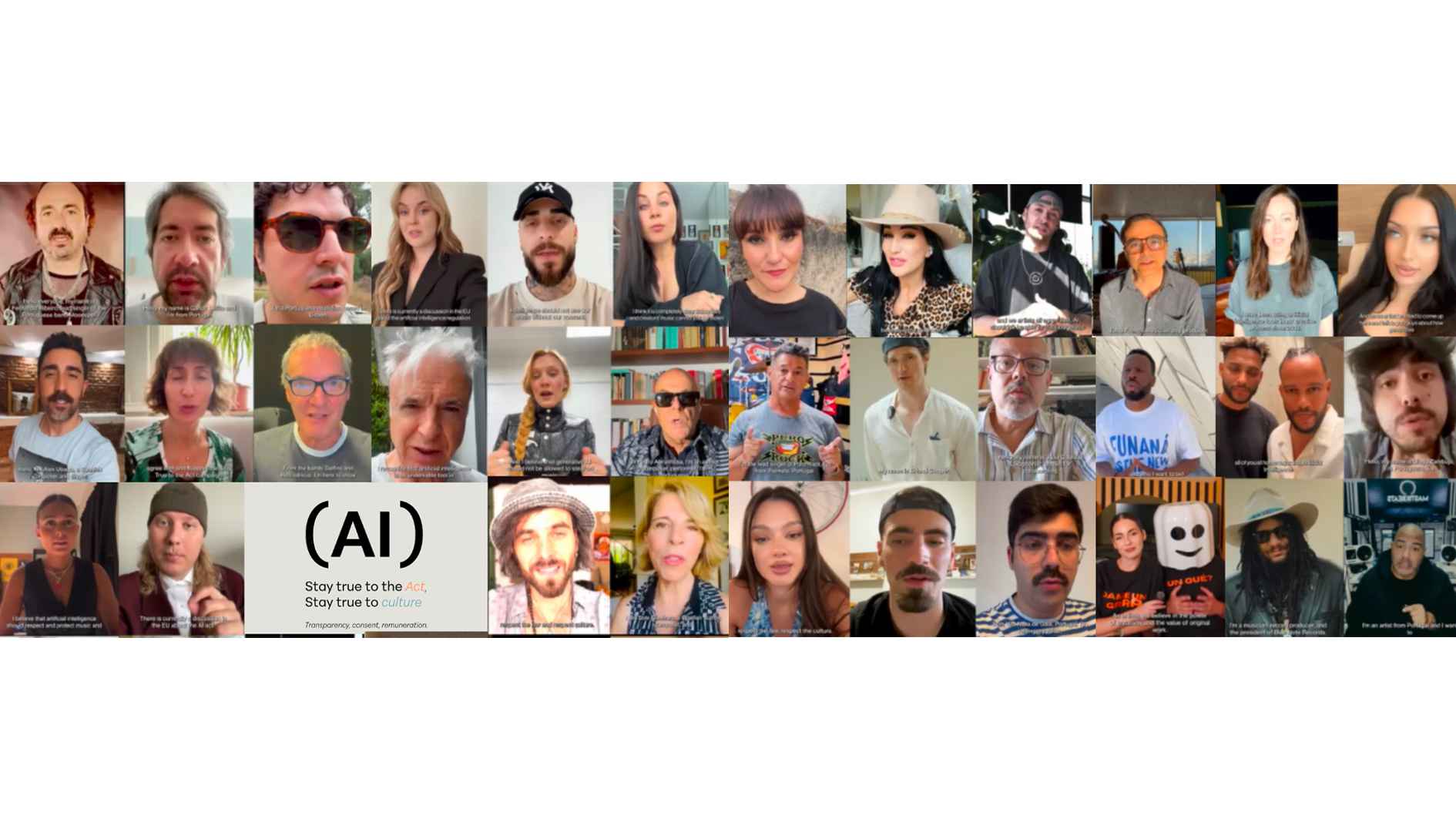 Setzt sich für Rechteschutz im AI Act ein: die Kampagne "Stay True To The Act" mit über 30 EU-Artists.