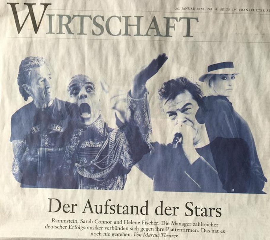"Der Aufstand der Stars": Die "Frankfurter Allgemeine Sonntagszeitung" berichtet von einem Vorstoß von Anwälten und Managern erfolgreicher Künstler, die Verteilung der Einnahmen aus dem St...