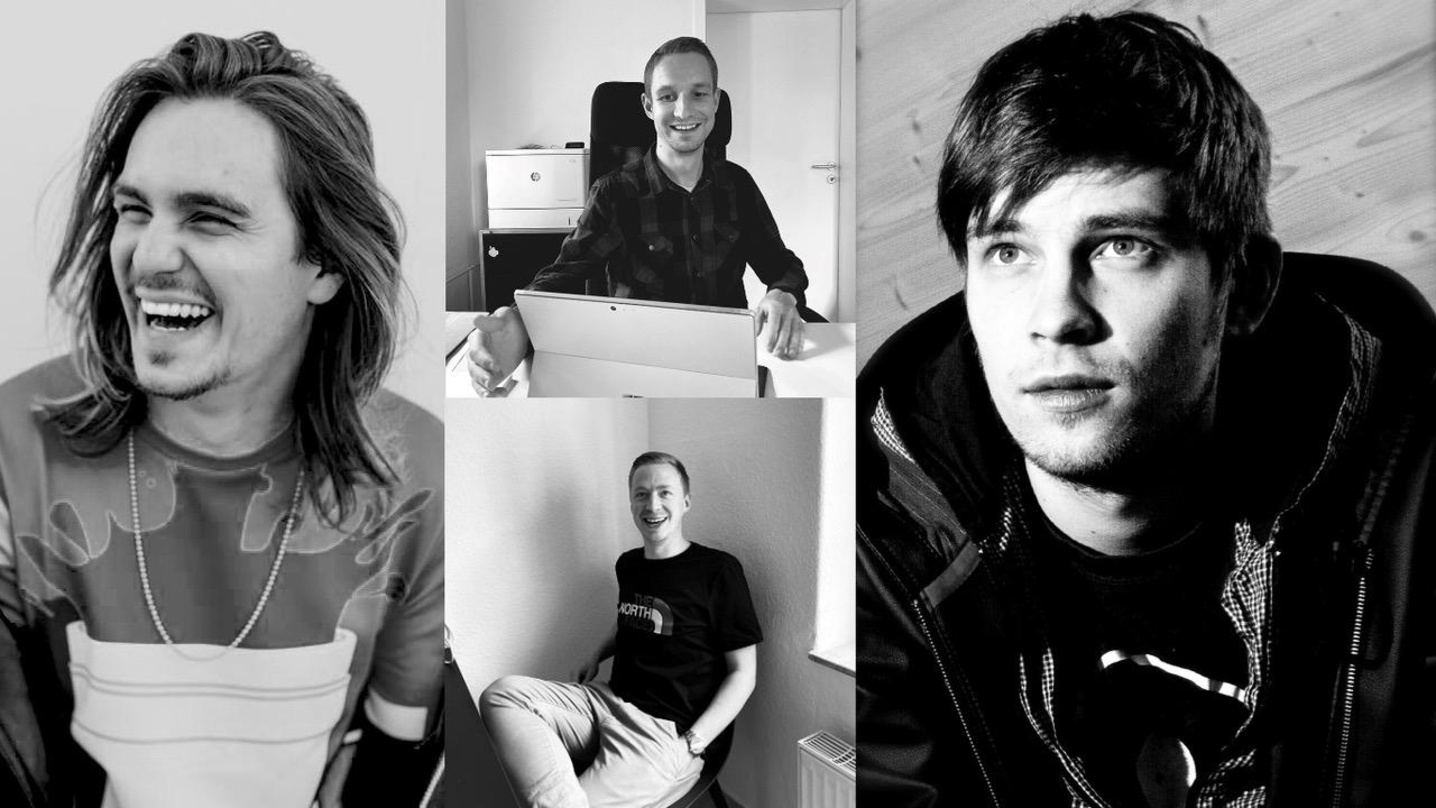 Arbeiten nun zusammen: Jo Halbig (links, Superlifepromo, Evertisy.com), Robin Singer (Mitte oben, Digital Campagin Manager Evertisy), Steven Kierek (Mitte unten, Head of Evertisy) und Jürg...