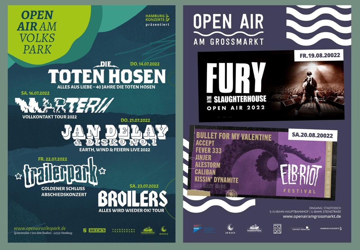 Führt alle Events auf: Plakatmotiv zu den Open Airs am Volkspark und am Großmarkt
