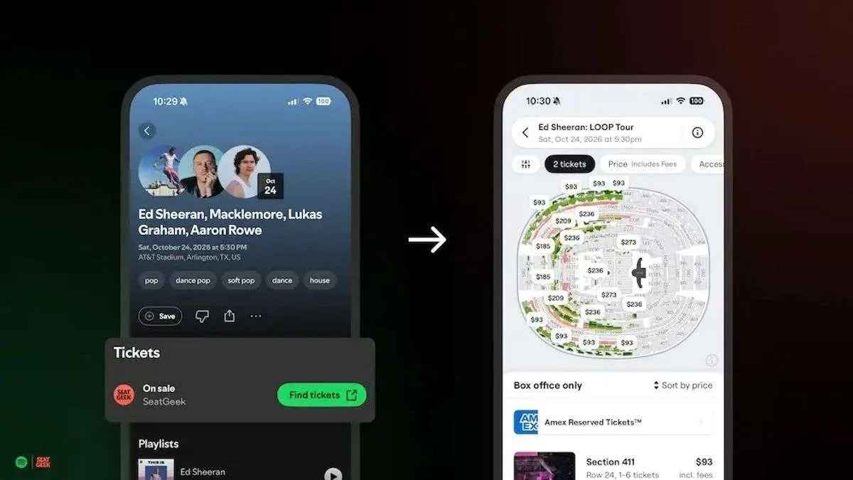 Funktioniert: Spotify und SeatGeek zeigen die gemeinsame Ticket-Integration.