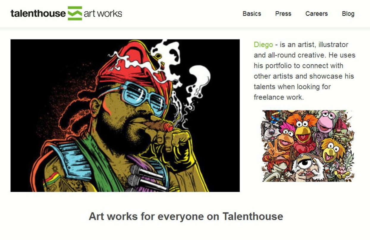 Starwatch beteiligt sich an Talenthouse: Auf der Plattform können Kreative ihr Können zeigen, hier der Entwurf eines Illustrators namens Diego für ein Major-Lazer-Projekt