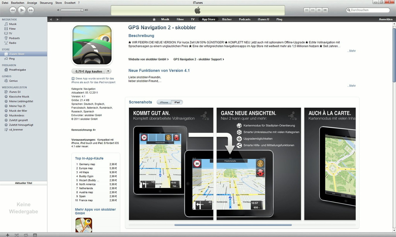 Geht neue Wege in der Rechteauswertung: Die Navi-App von Sony und Skobbler