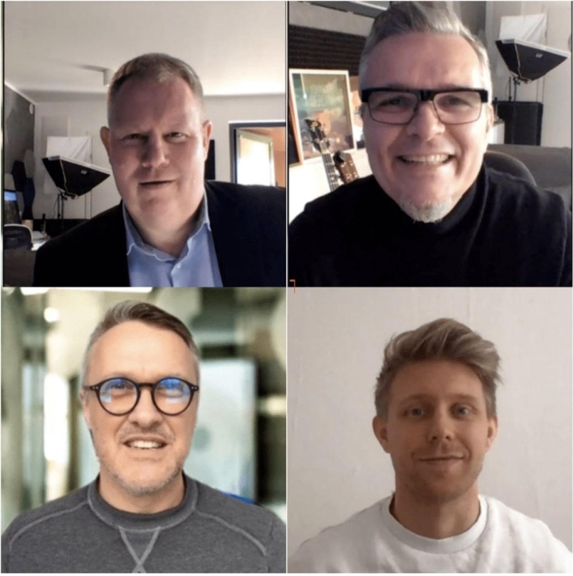 Besiegelten die Zusammenarbeit (oben, von links): Mark Smith und Mario Lemke (Mama Music) mit (unten, von links) Torsten Mewes und Eric Schueler (Believe)