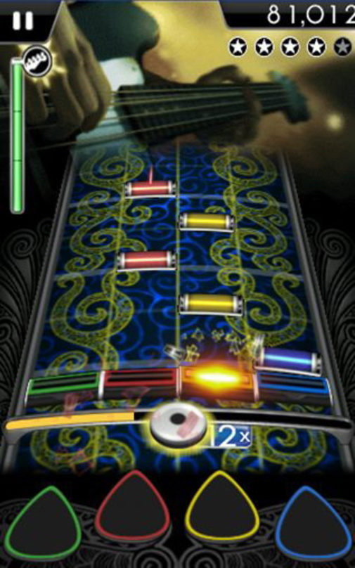 Bietet Rockklassiker zum Mitspielen für unterwegs: Die iPhone-Version von "Rock Band"