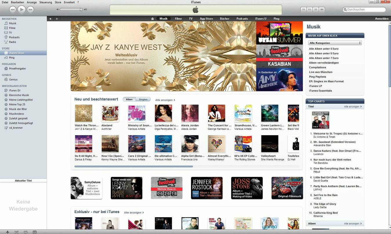 Hier wird bereits die Trommel für The Throne gerührt: das Projekt von jay-Z und Kanye West in der digitalen iTunes-Auslage