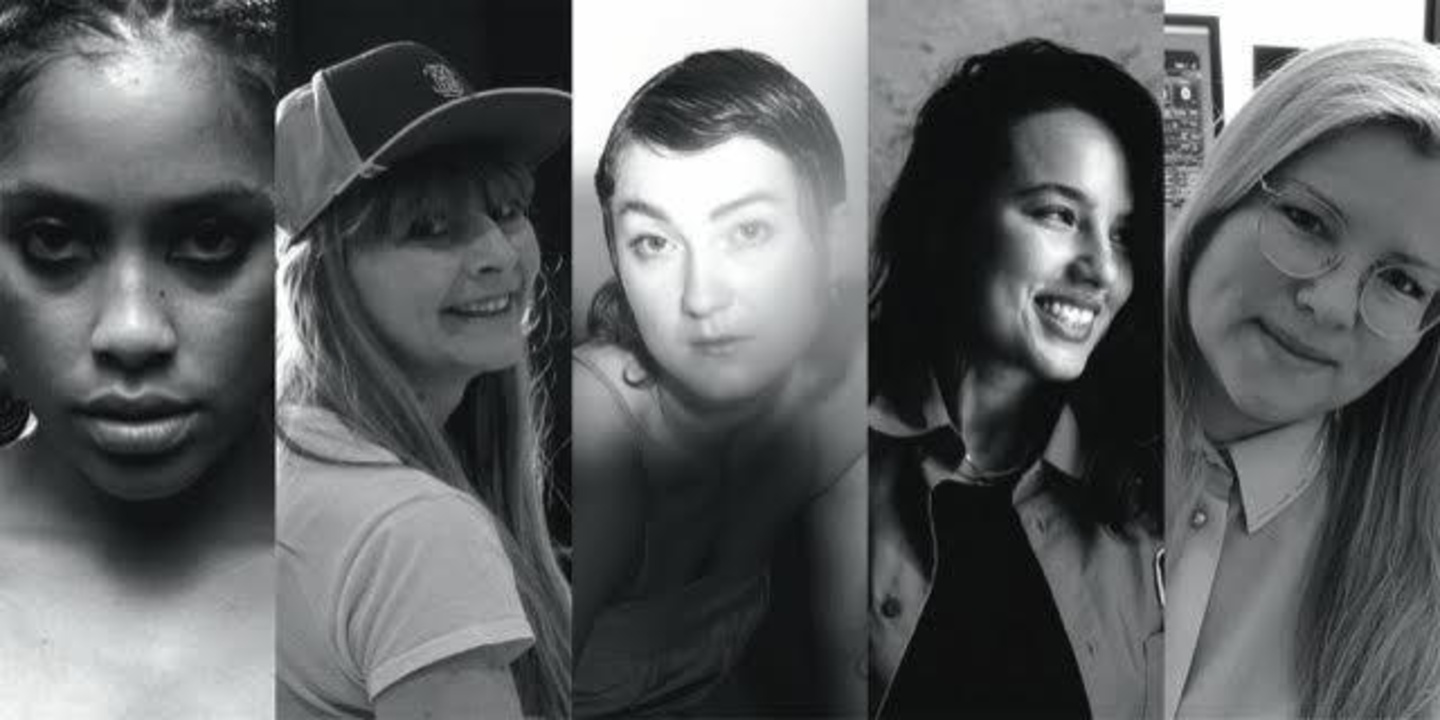 Die fünf Gewinnerinnen des Female* Producer Prize( von links): GOTOPO, Jenny Gerdts, Novaa, Nora Medin und Maxi Menot