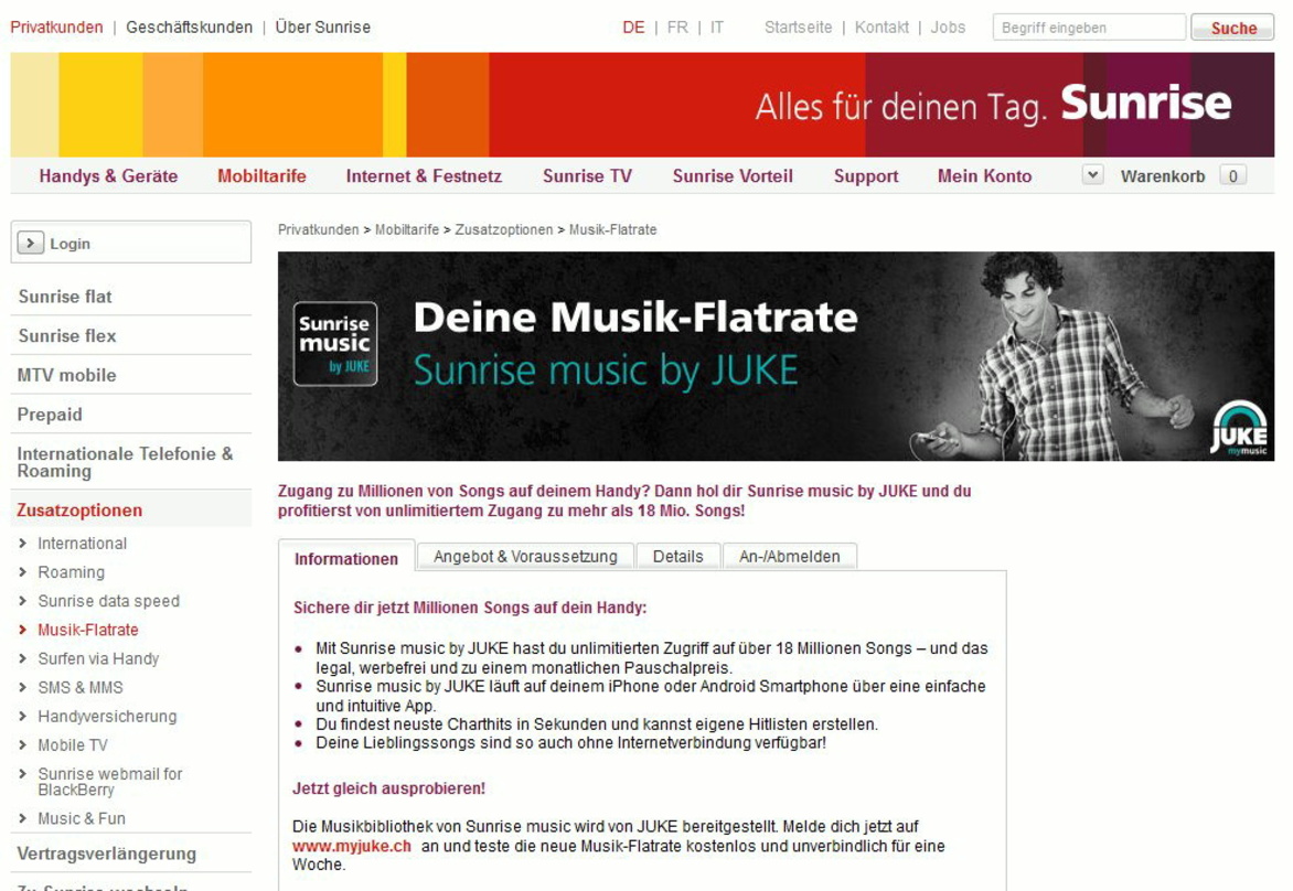 Neue Partnerschaft: Sunrise nimm Juke huckepack