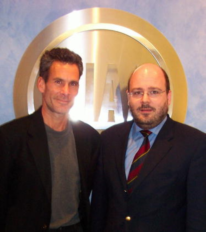 Staatsbesuch: Steffen Kampeter (r.) mit RIAA-Vertreter Neil Turkewitz