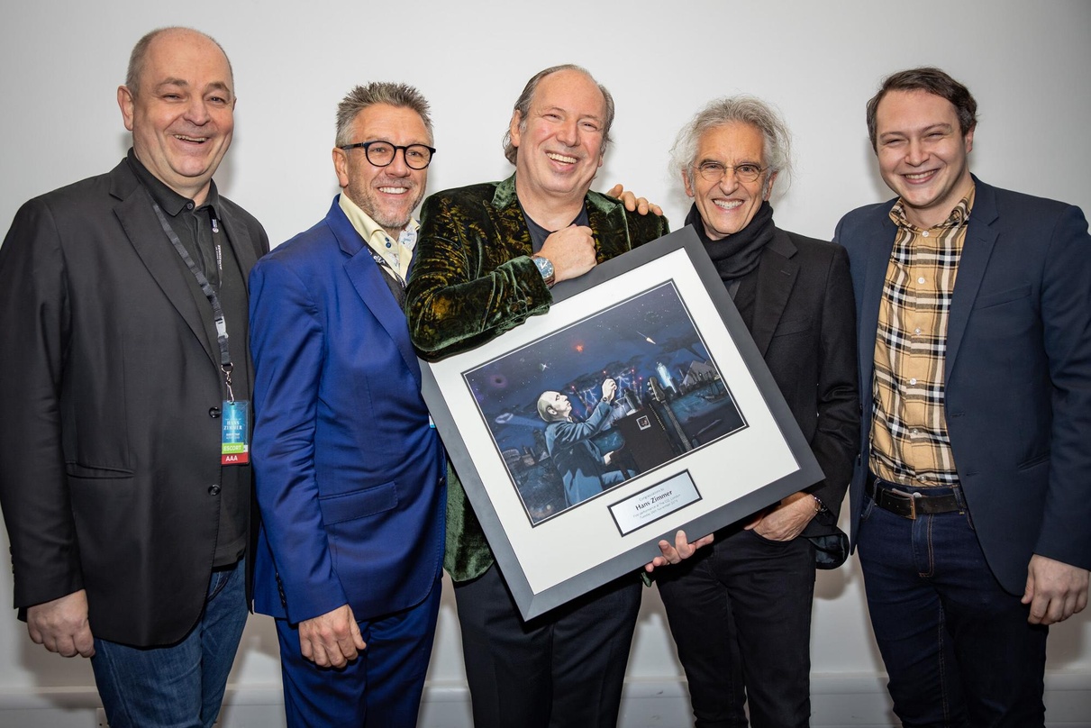 Trafen sich in London (von links): Veranstalter Dieter Semmelmann (Geschäftsführer Semmel Concerts Entertainment), Stuart Galbraith (CEO Kilimanjaro Live), Hans Zimmer, Steve Kofsky (CEO R...