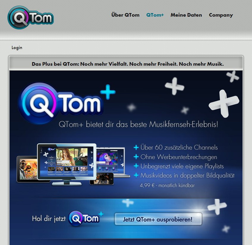 Musikfernsehen im Abo kann erfolgreich sein: Die QTom-Macher erreichen mit QTom+ nach wenigen Monaten 12.000 zahlende Kunden