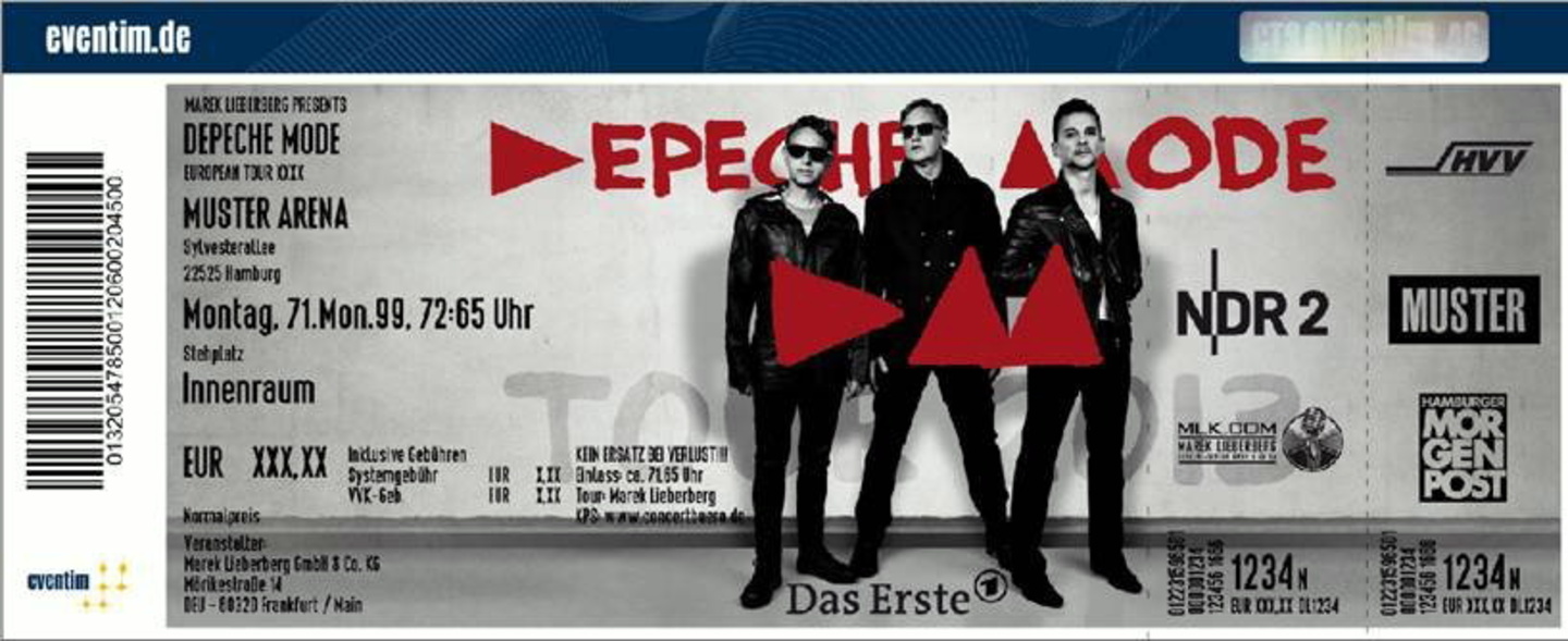 Bildet den Auftakt für die FanTickets von CTS Eventim: individuell gestaltete Eintrittskarte von Depeche Mode