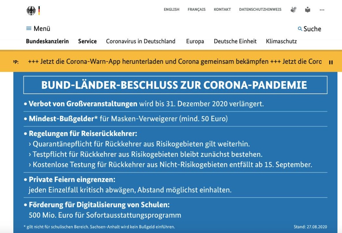 Großveranstaltungen ganz oben auf der Agenda: der jüngste Beschluss von Bund und Ländern zur Corona-Pandemie bringt eine Verlängerung der Verbots von Großveranstaltungen bis Ende Dezember ...