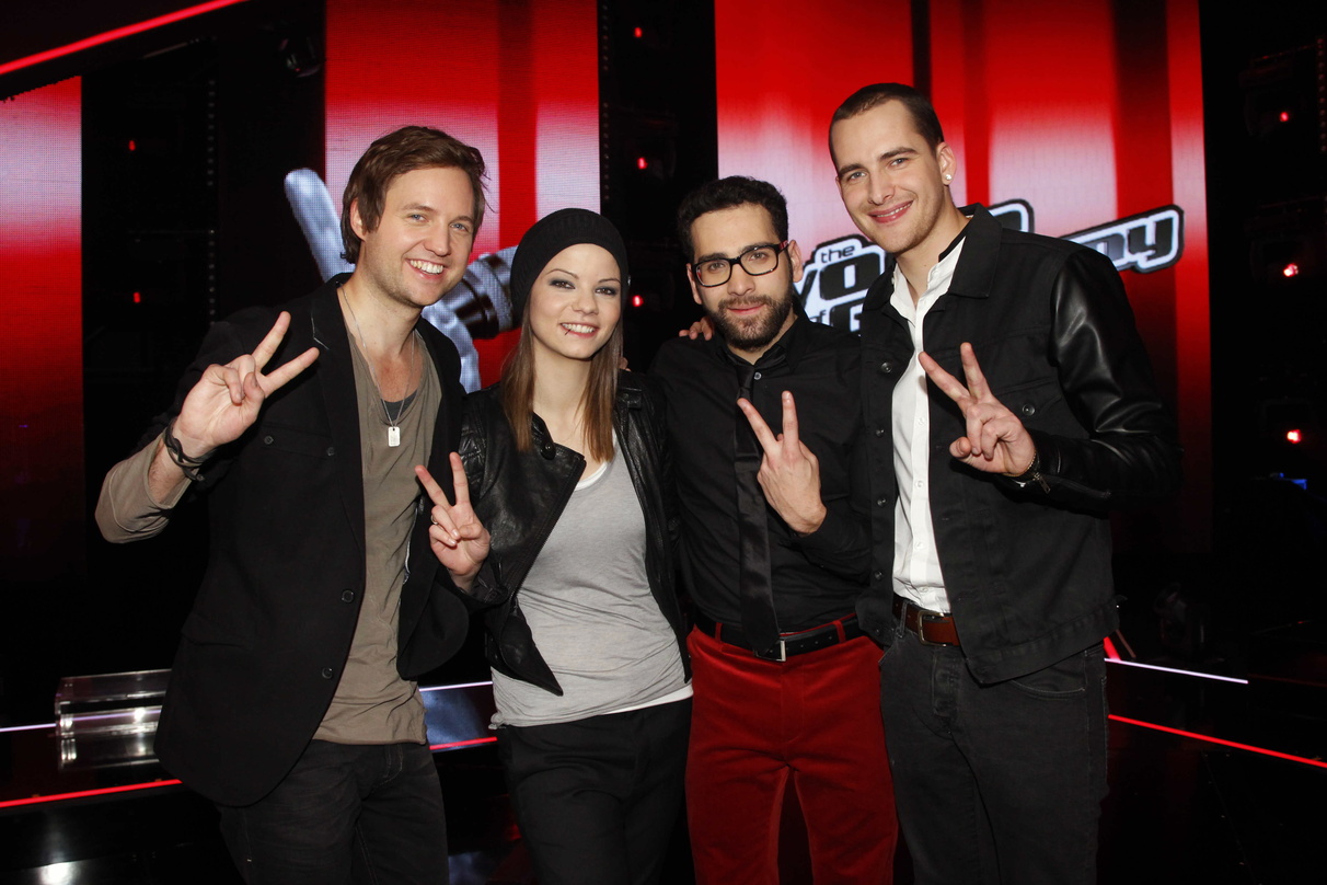 Gingen im Januar 2013 mit Starwatch Entertainment auf Tour (von links): Die "The Voice"-Finalisten Nick Howard, Isabell Schmidt, James Borges und Michael Lane