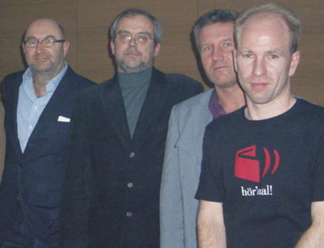 Setzen auf Hörbücher (v.l.n.r.): Michael Haentjes, Wolf-Dietrich Fruck (Random House Audio), Stefan Kleist und Henning Rudat (beide edel)