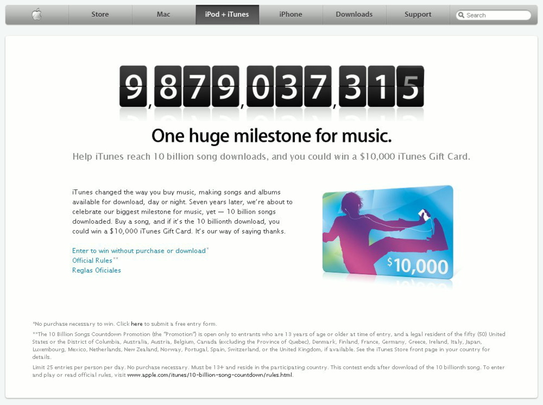Countdown: Zehn Milliarden Songs binnen knapp sieben Jahren