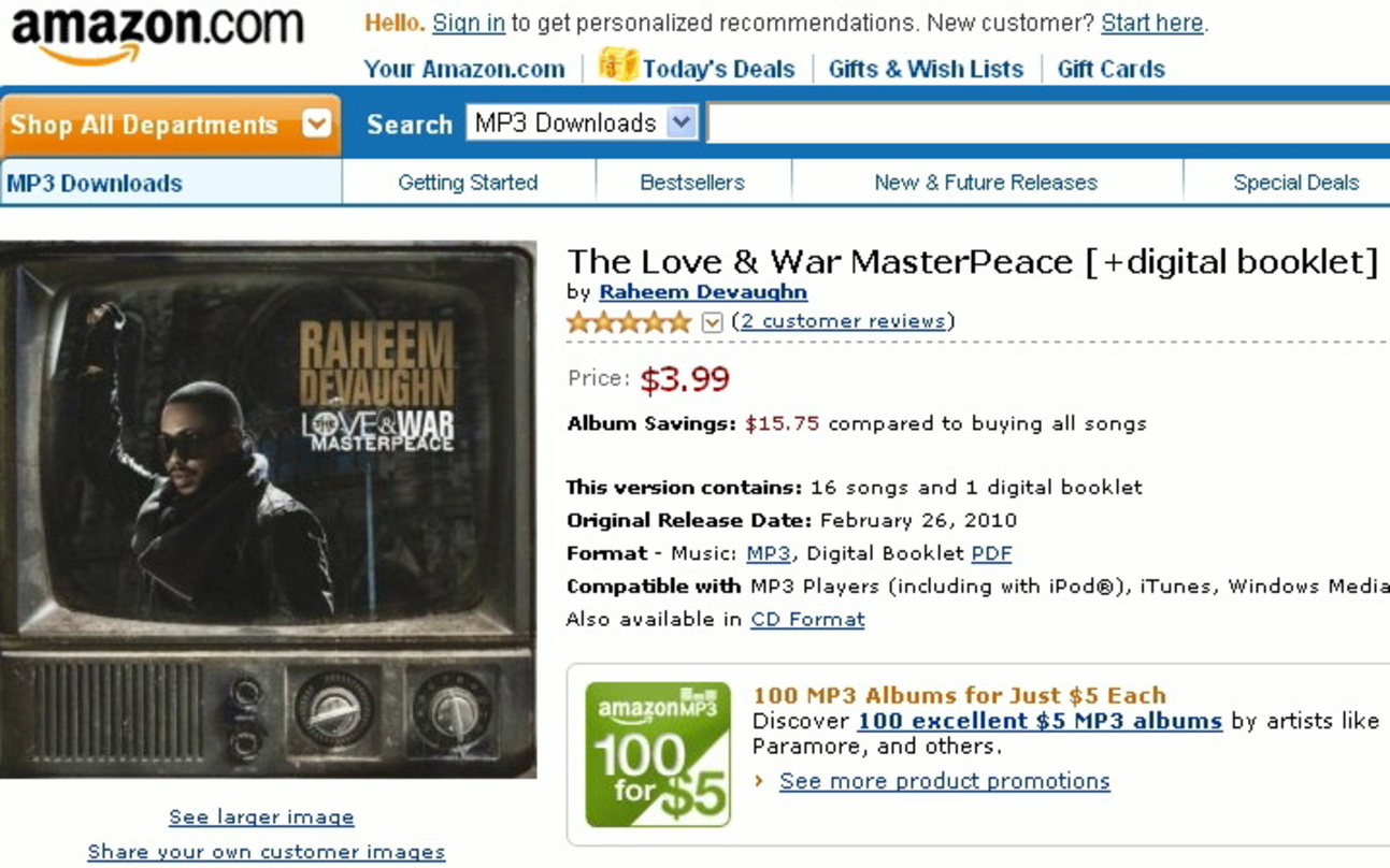 Angebot des Tages: "The Love & War MasterPeace" von Raheem Devaughn