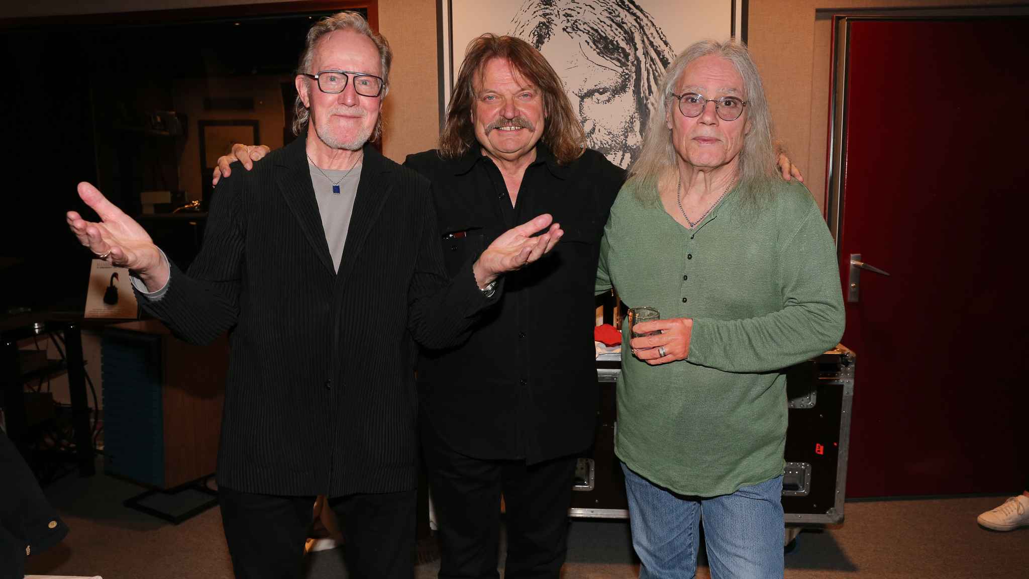 Bei der Releaseparty in den Red Rock Studios (von links): die Soulmates John Helliwell (Supertramp), Leslie Mandoki und Tony Carey.ny Carey (Rainbow).