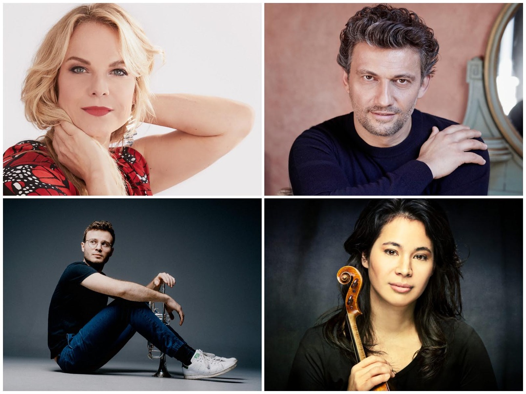 Haben Auftritte beim Opus Klassik zugesagt (oben): Elina Garanca und Jonas Kaufmann, (unten): Simon Höfele und Mirijam Contzen