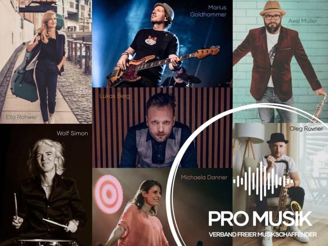 b94e7857aad3af6ada4d82ed26dda9e3c8b35922fc59403f9141ee7d5827c430 Hoben Pro Musik aus der Taufe (oben von links): Ella Rohwer, Marous Goldhammer und Axel Müller, (Mitte): Lukas Berg sowie (unten, von links) Wolf Simon, Michaela Danner und Oleg Rovner