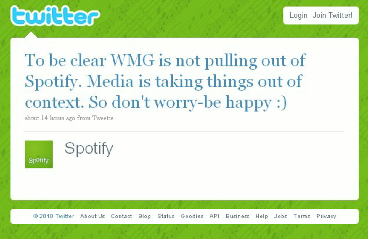 Fürchtet euch nicht: Spotify-Post