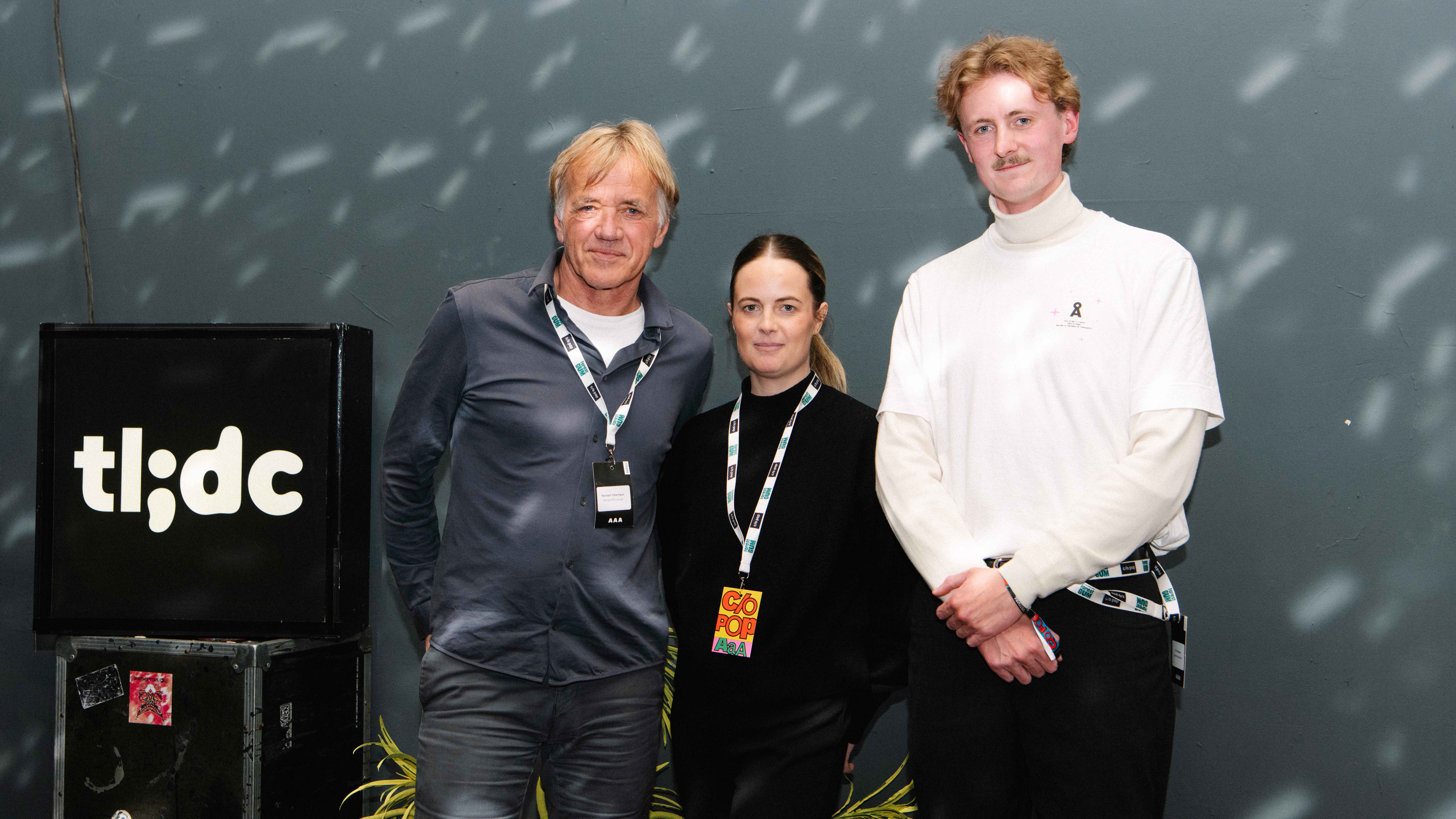 Stellten auf der c/o Pop 2024 tl;dc vor (von links): Norbert Oberhaus (Geschäftsführer cologne on pop), Carolin Jäger (Marketing & Communications Director cologne on pop) und Tim Rummel (A...