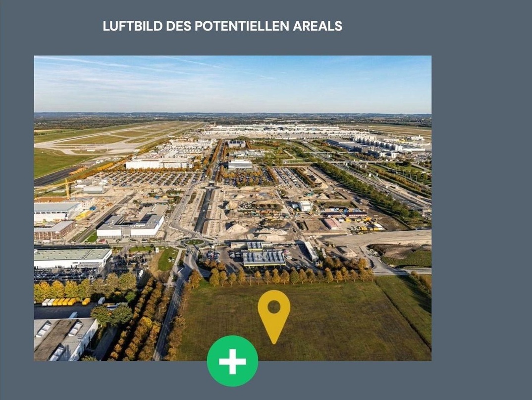Hier könnte die neue Event-Arena entstehen: ein Grundstück am Flughafen München