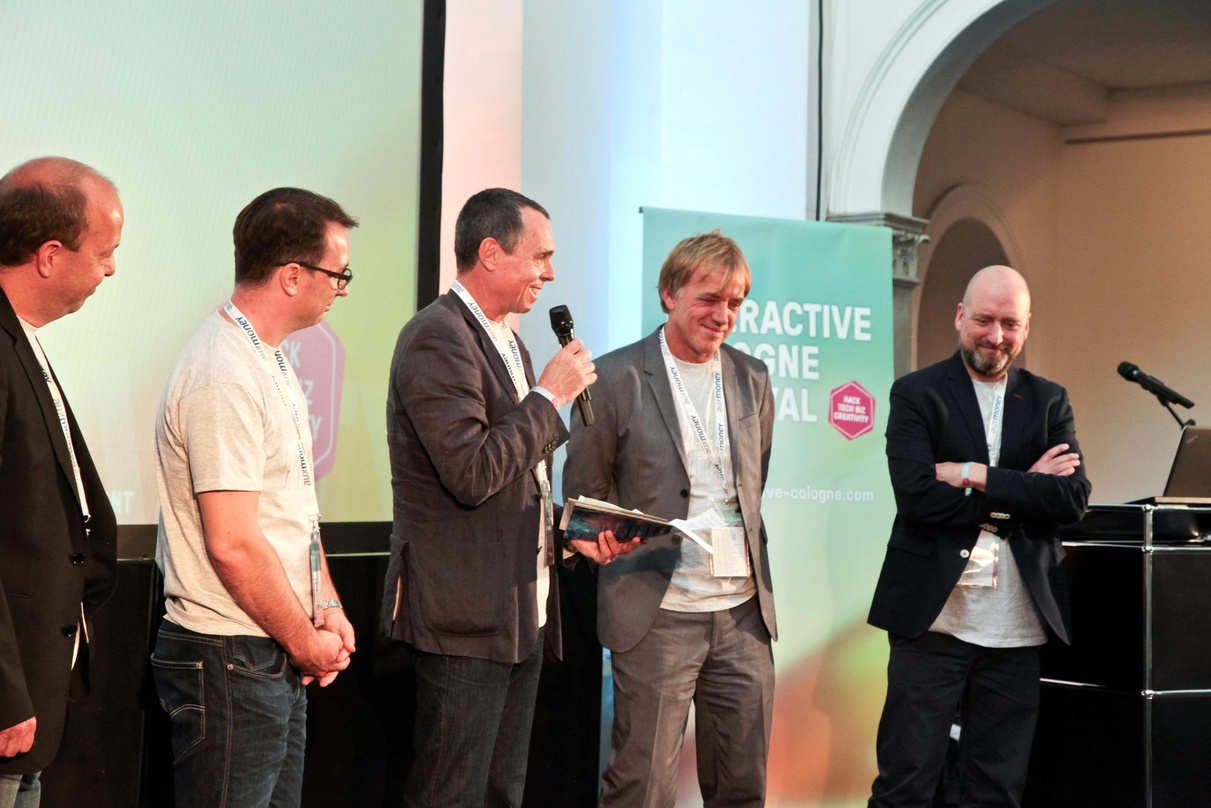 Bei der Eröffnung der Interactive Cologne (von links): Kai Thierhoff (Thierhoff Consulting), Marco Zingler (Denkwerk), Joachim Vranken (Web de Cologne), Norbert Oberhaus (c/o pop) und Ralp...