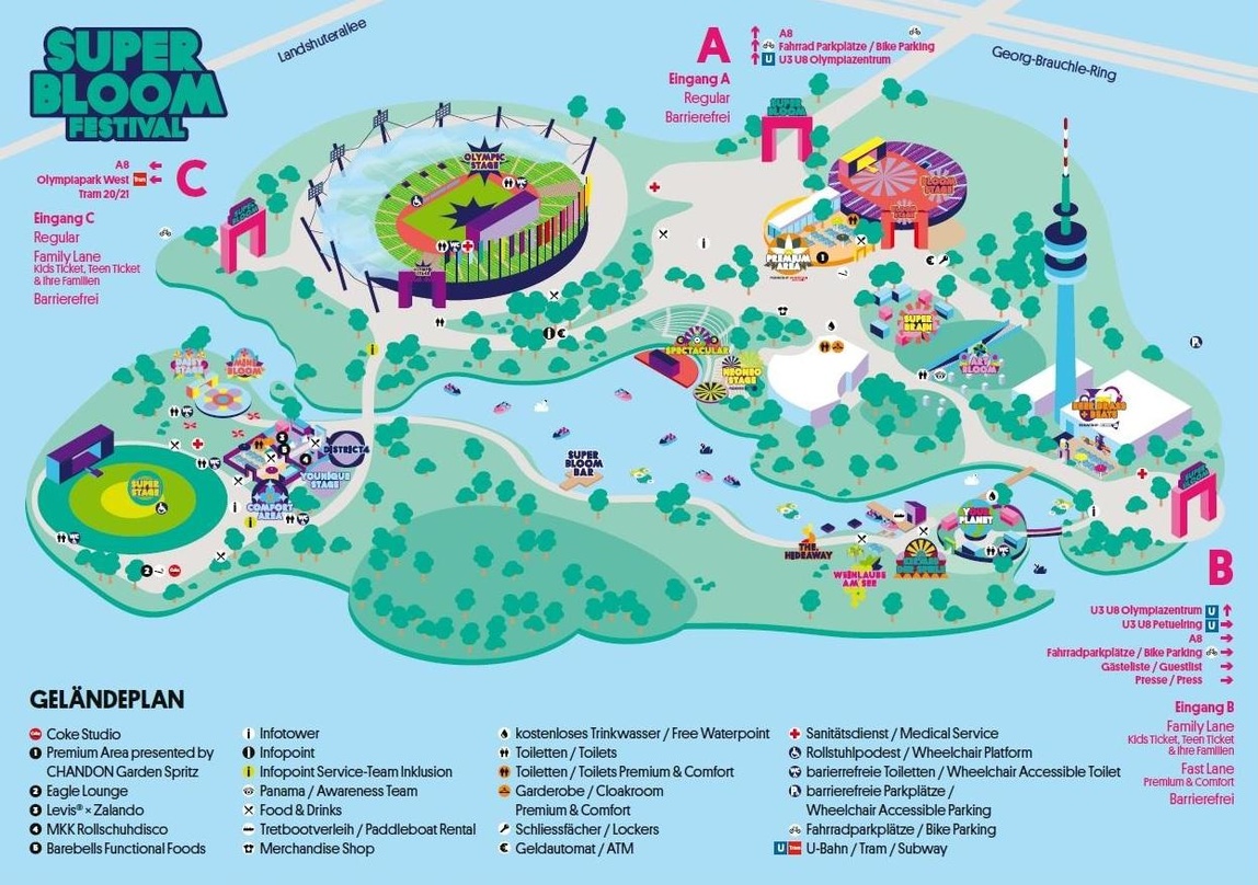Verdeutlicht das breite Angebotsspektrum: der Geländeplan des Superbloom Festivals