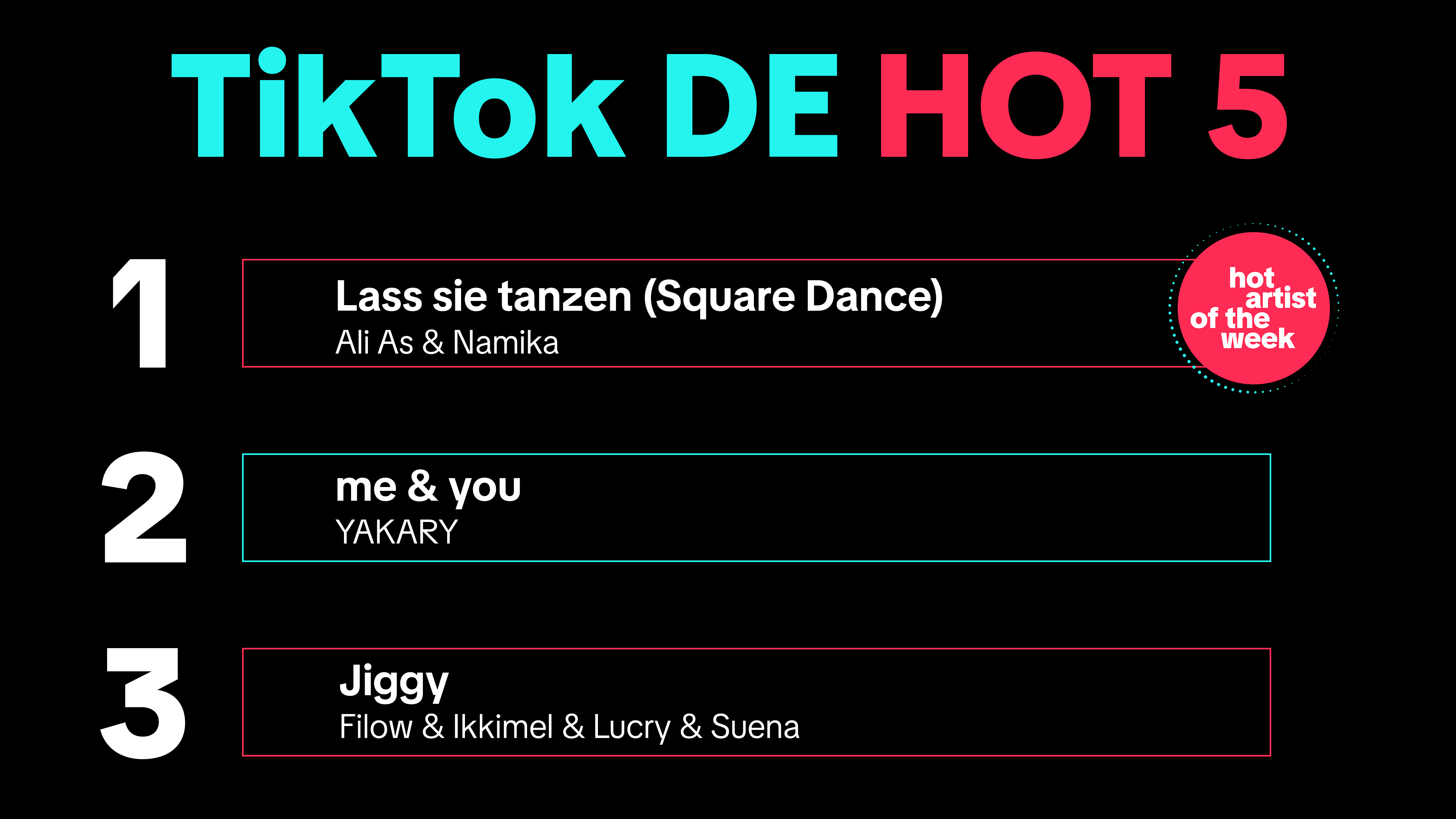 Neun Jahre nach Veröffentlichung auf Platz eins der TikTok DE Hot 50: Ali As und Namika mit "Lass sie tanzen (Square Dance)".