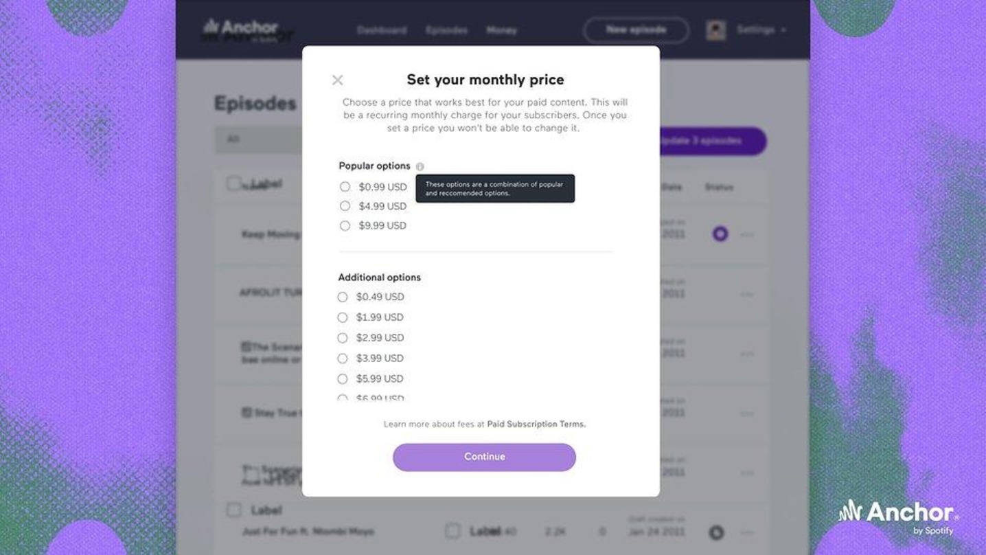 Können über Anchor verschiede Abo-Preise festlegen: die Podcast-Anbieter*innen