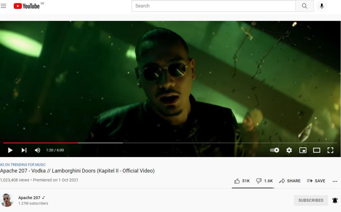Apache 207 setzte sich mit "Vodka" am Freitag und Samstag an die Spitze der deutschen Spotify-Top-200-Charts