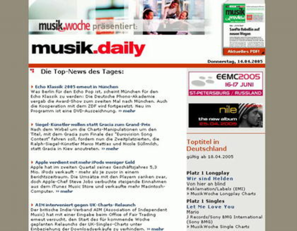 Noch aktueller und schneller zu den Charts: mit dem neu gestalteten musik.daily