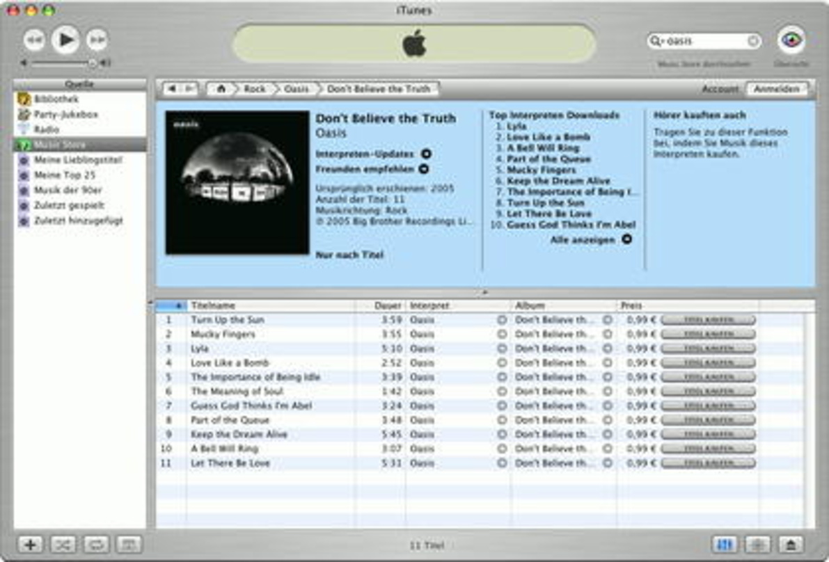 Für deutsche iTunes-Kunden schon zu kaufen: das neue Werk von Oasis