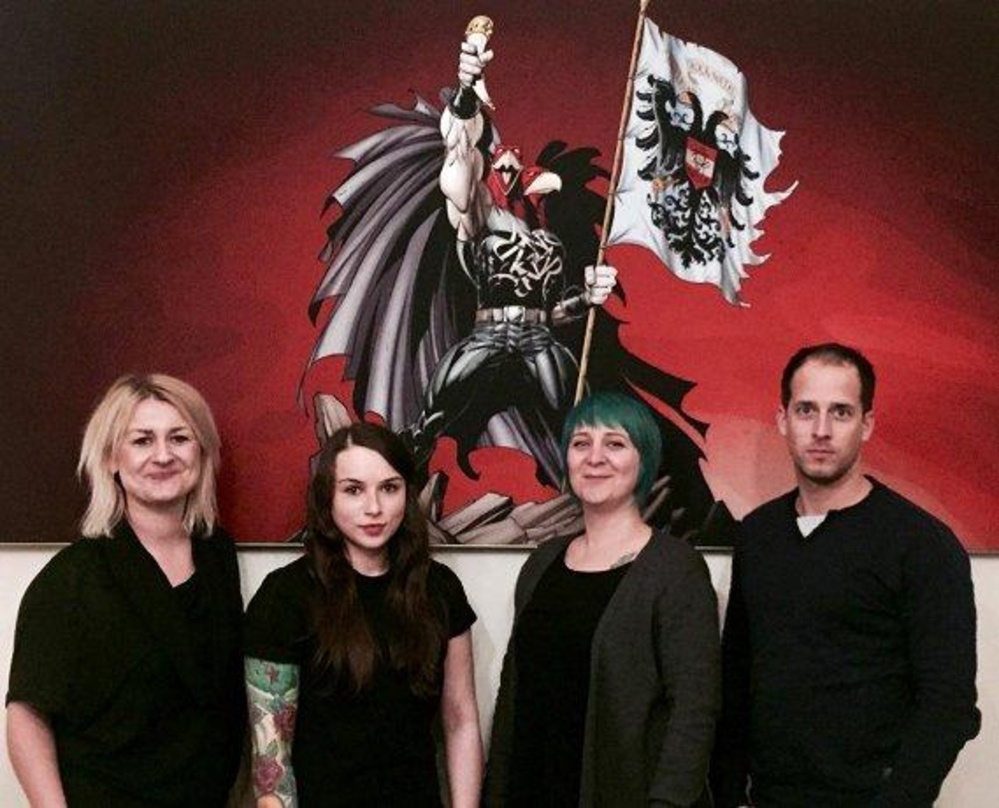 Das frisch verstärkte Team von Napalm Records (von links): Mona Miluski, Claudia Steinlechner, Nasrin Vahdani und Thomas Caser