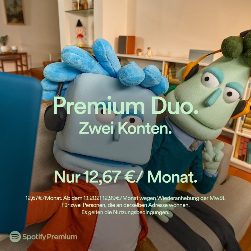Jetzt auch im Zweierpack erhältlich: ein Abo von Spotify