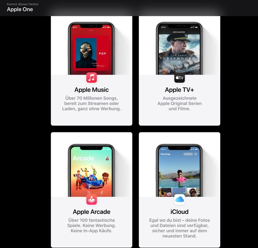 Stein des Anstoßes: Apple One verbindet Apple Music, Apple TV+, Apple Arcade, iCloud und weitere Services in einem einzigen Abo-Paket