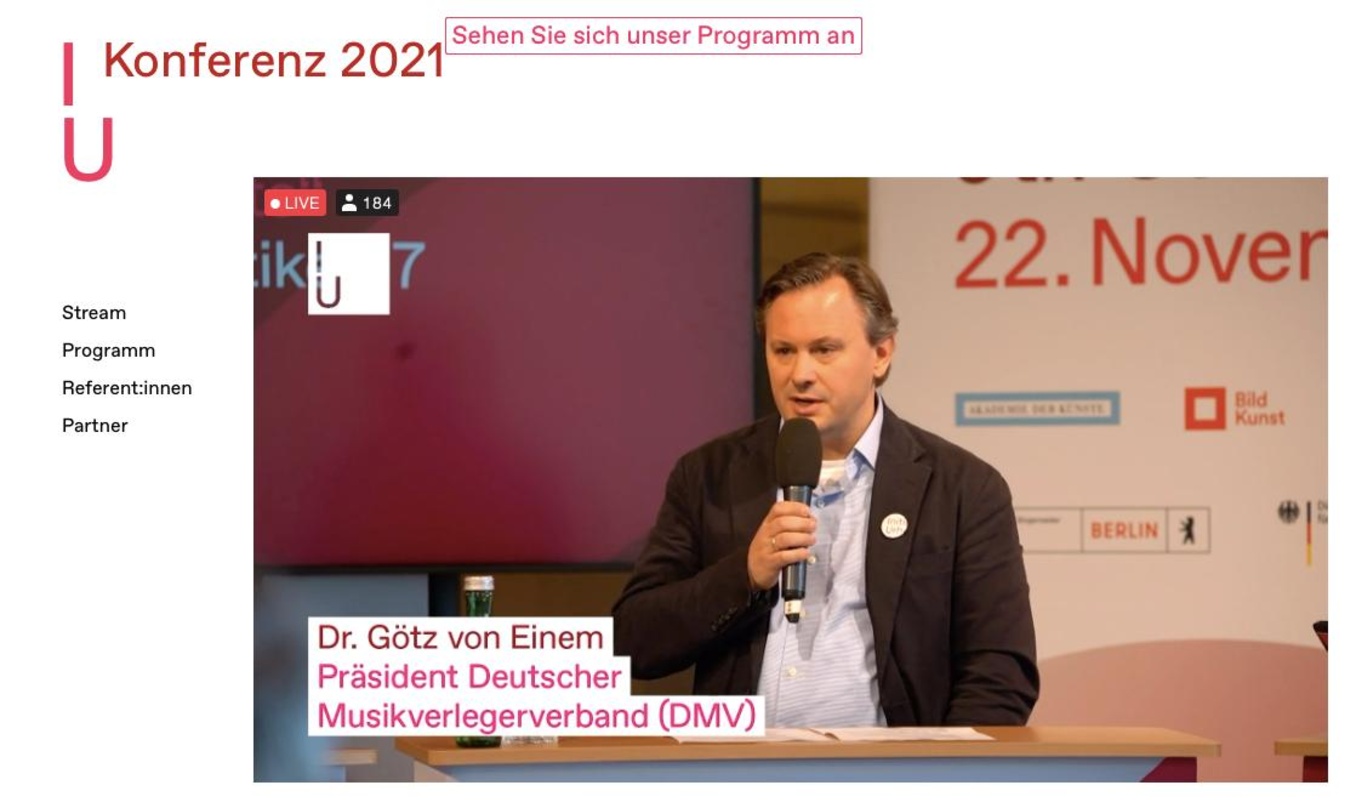 In der Akademie der Künste am Pariser Platz in Berlin live mit dabei bei der Urheberrechtskonferenz: DMV-Präsident Götz von Einem