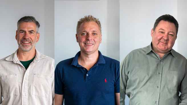 Blicken auf ein erfolgreiches 2025 zurück (von links): die drei a.s.s.-CEOs Florian "Böde" Böhlendorf, Dirk Gehrmann und Dieter Schubert.